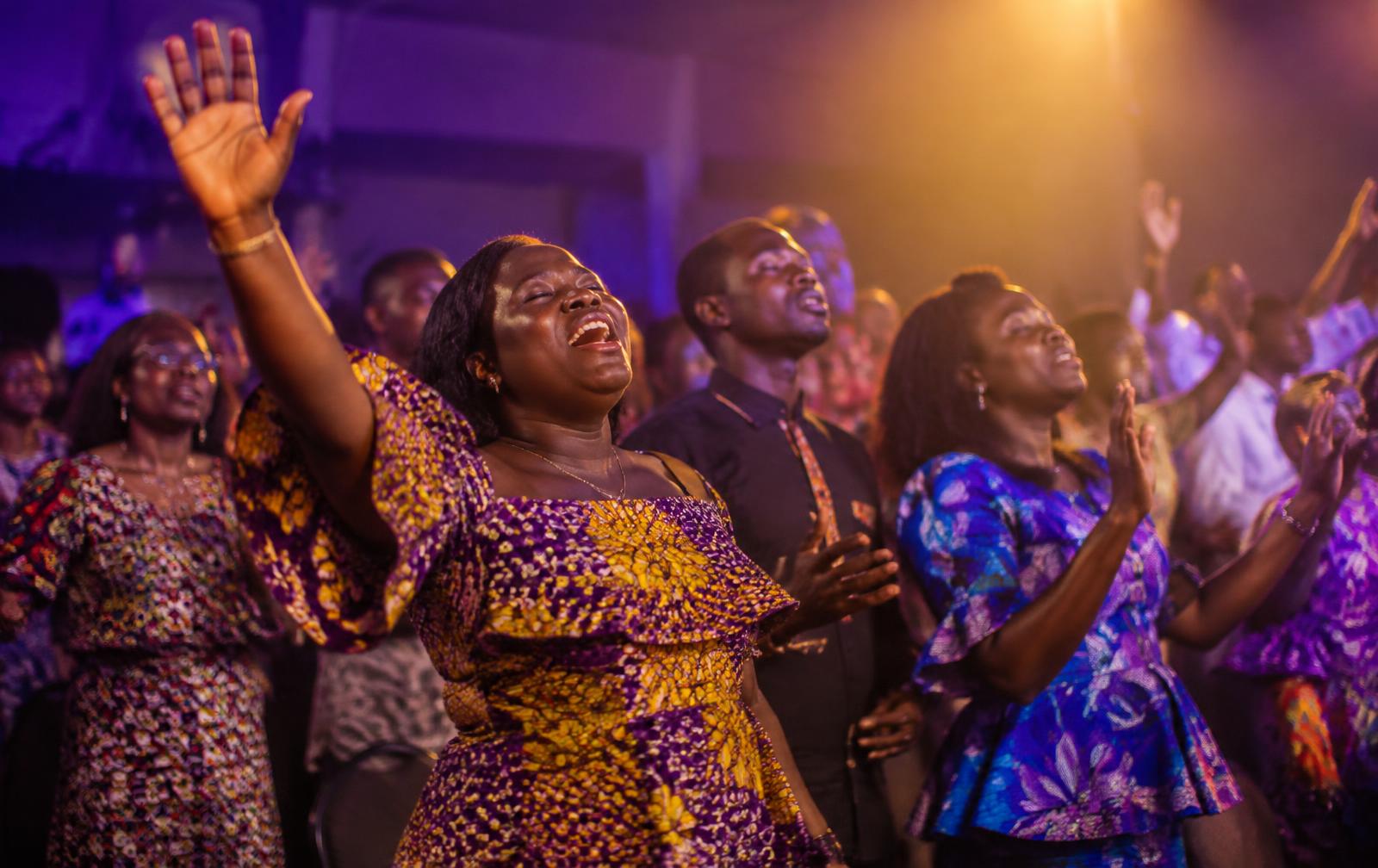 Congregation worshipping